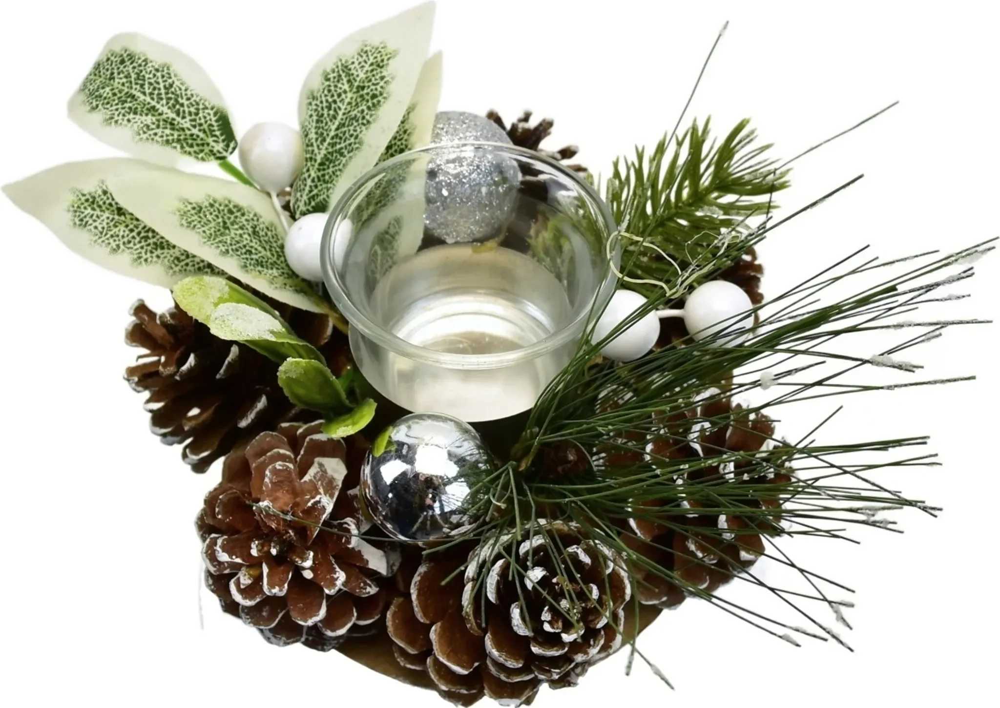 DOMMIO Kegel-Kerzenhalter „Tannenzapfen“ – Weiß, Ø 15 cm