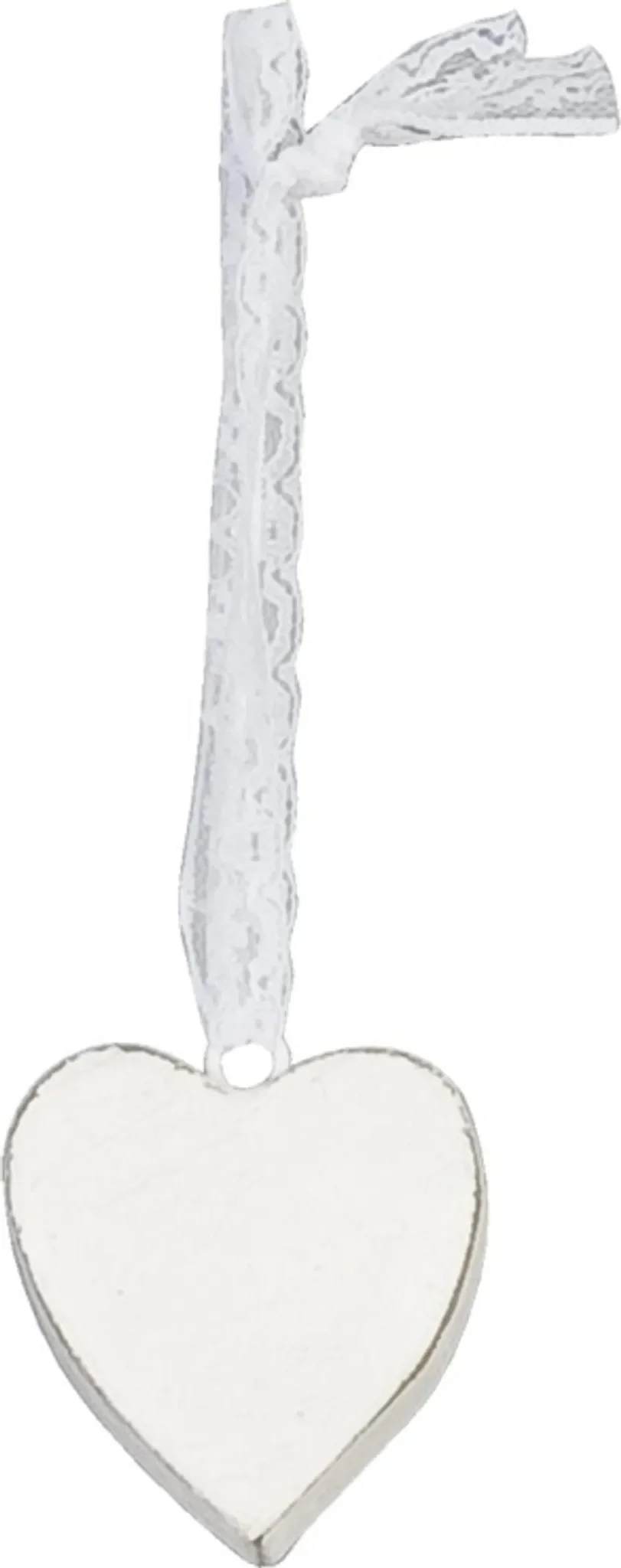 Clayre&Eef Dekoanhänger Holzherz – Weiß, 5×5×2 cm