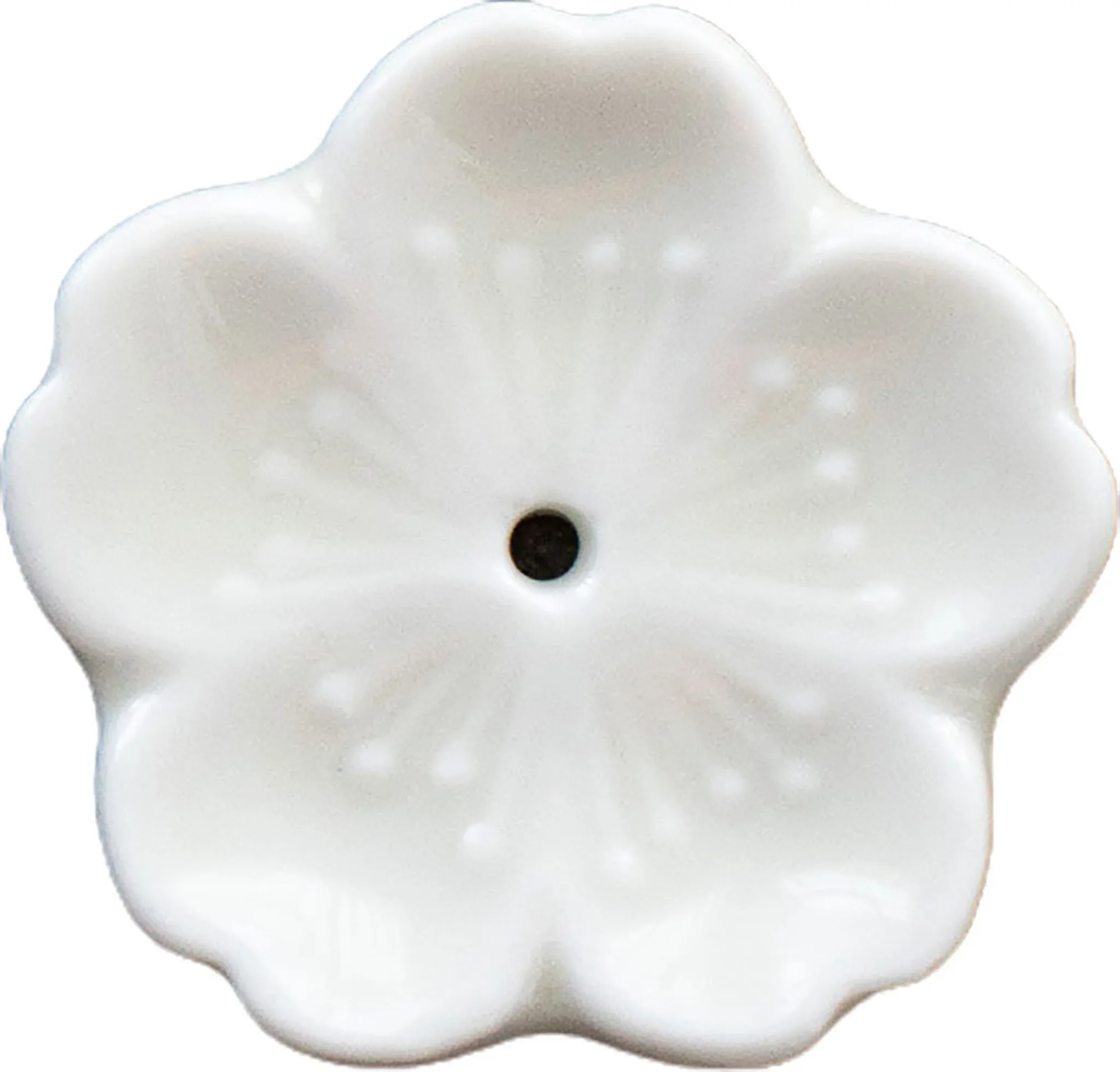 Bmen Keramik-Weihrauchhalter „Blütenform“ – Weiß, 4,5×4,5×1 cm