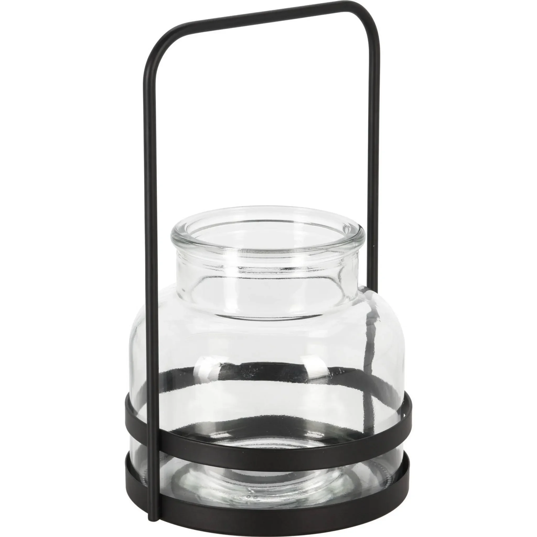 Koopman Teelichthalter mit Metallgriff – Glas, 12×12 cm