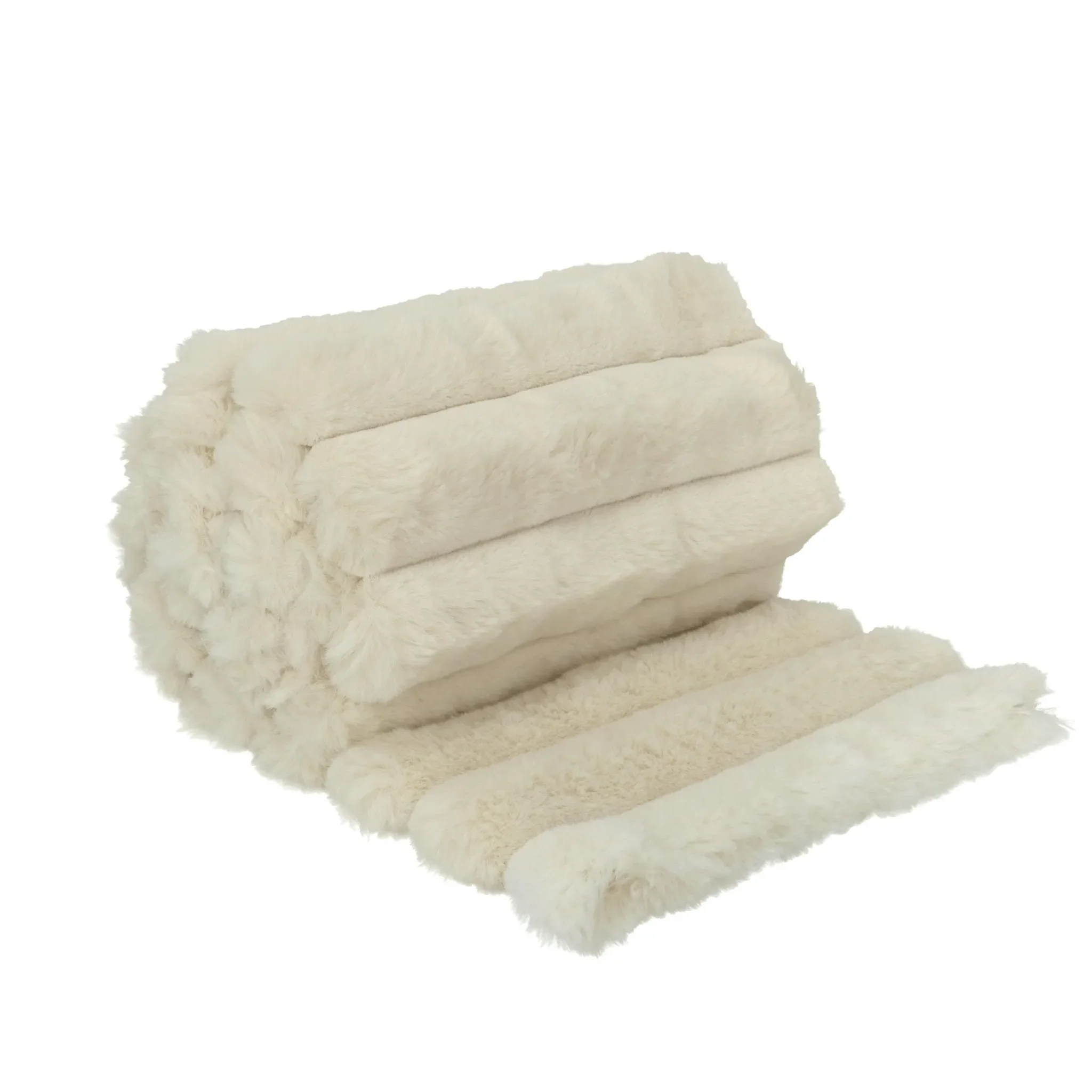 Sonstige Kunstfell-Strickstoff „Streifen“ – Ecru, 50×165 cm