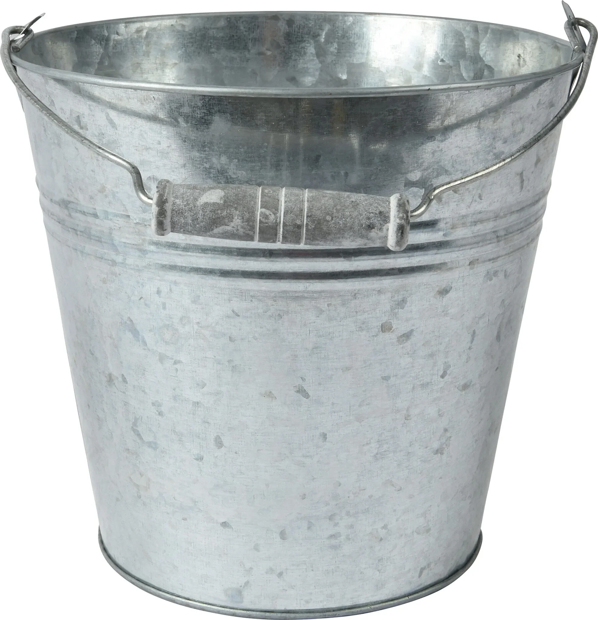 Decoris Blumentopf aus Metall – Ø 11 × 10 cm mit Holzgriff