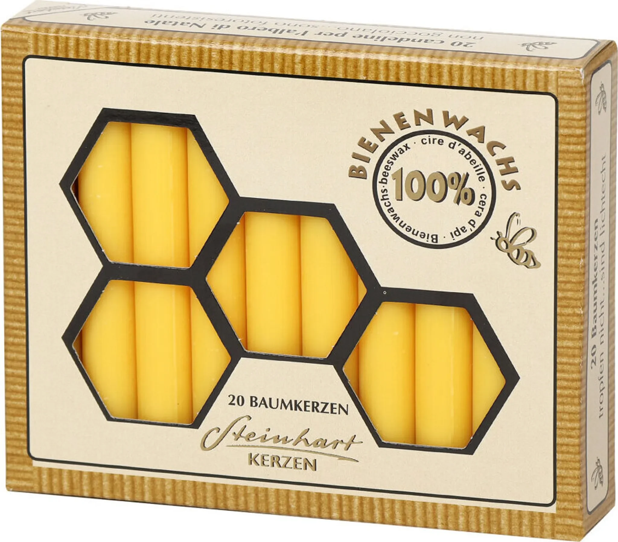 Steinhart Kerzen Baumkerzen – 100 % Bienenwachs, 20 Stück